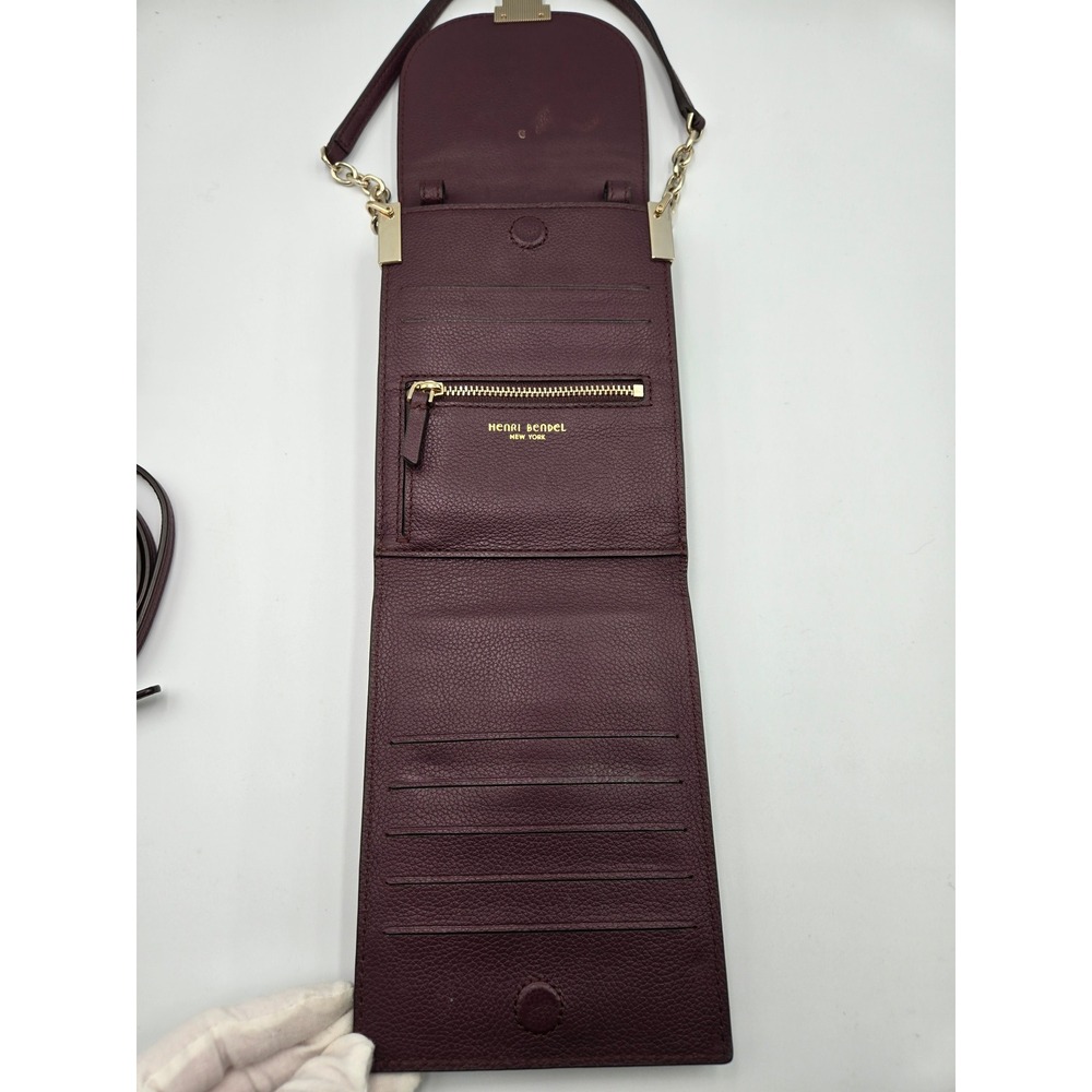 Henri Bendel New York Burgundy Leather Cell Phone Crossbody Bag - Picture 3 of 15